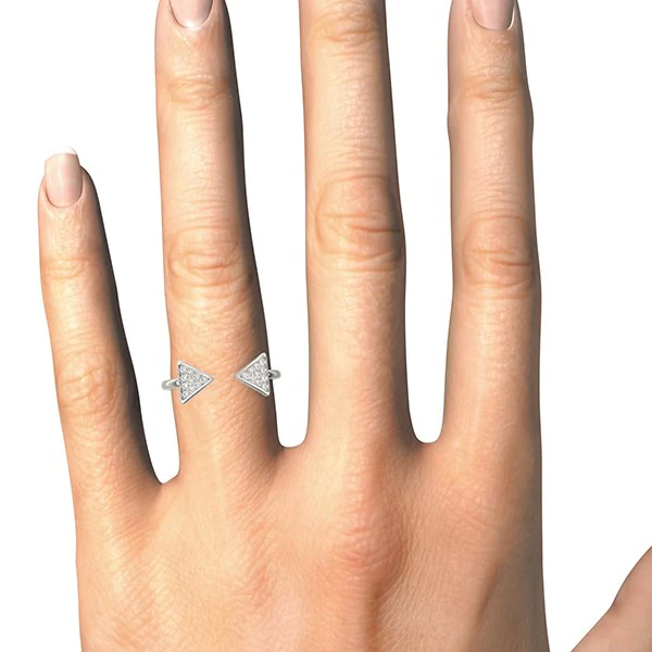 14k White Gold Diamond Arrowhead Open Ring (1/5 cttw) - Image 8