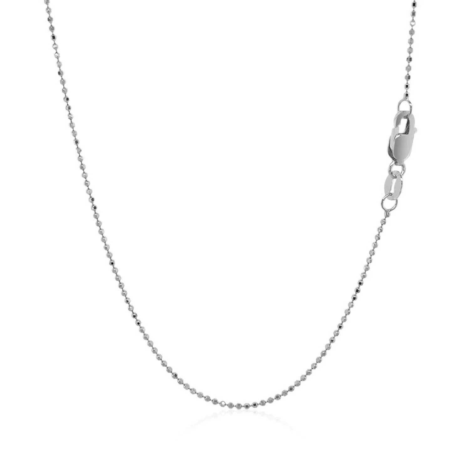 14k White Gold Diamond Cut Bead Chain 1.0mm - Image 3