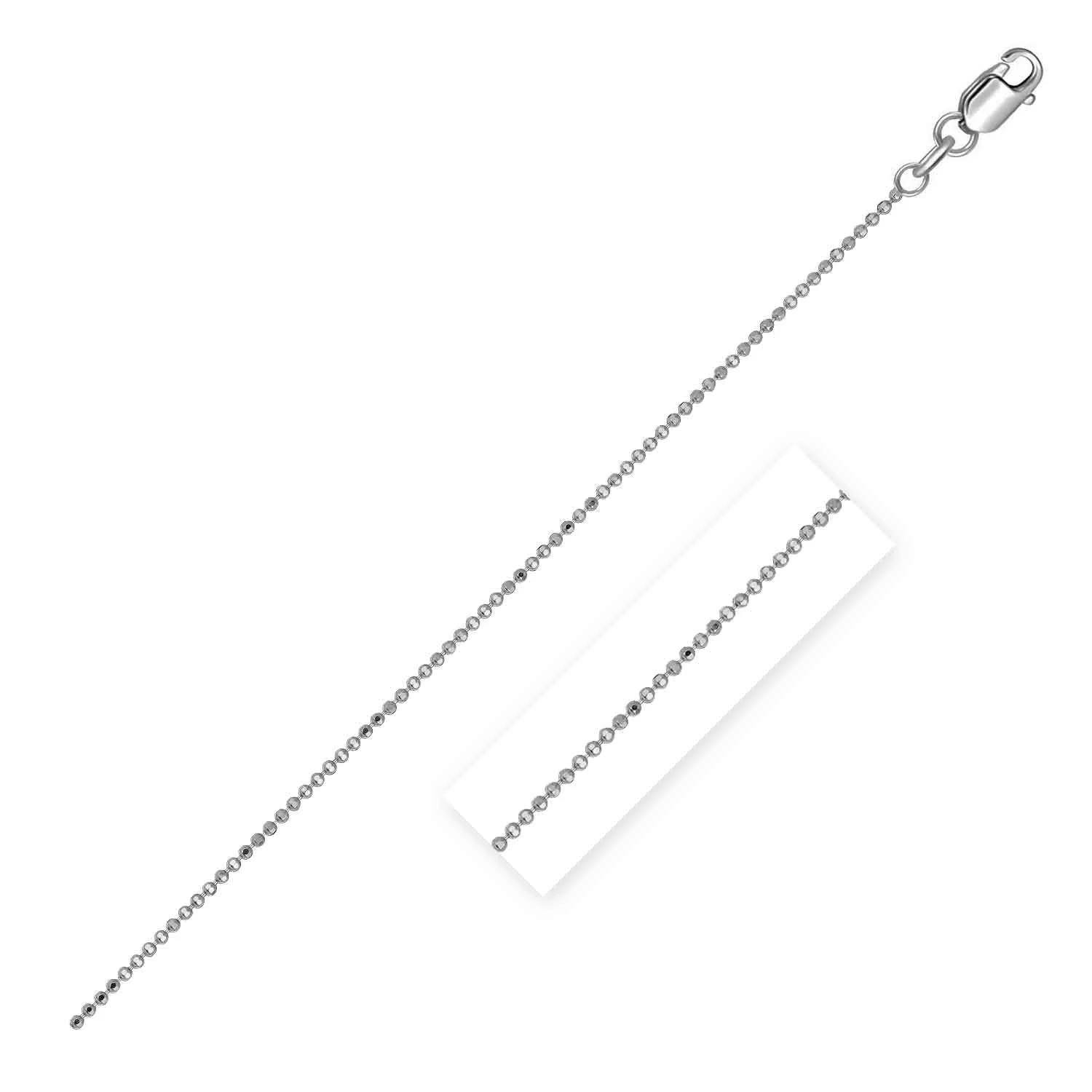 14k White Gold Diamond Cut Bead Chain 1.0mm - Image 5