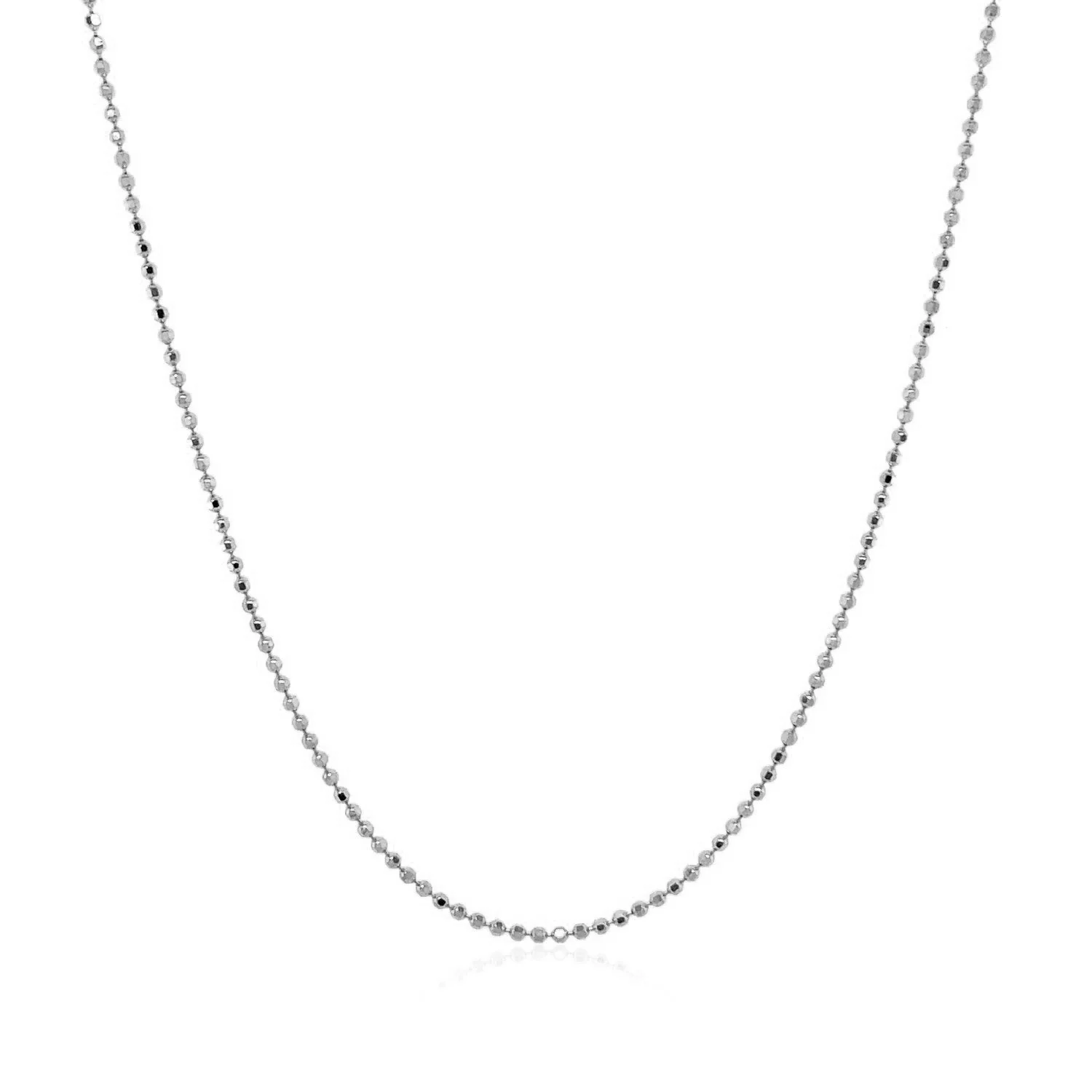 14k White Gold Diamond Cut Bead Chain 1.0mm - Image 7