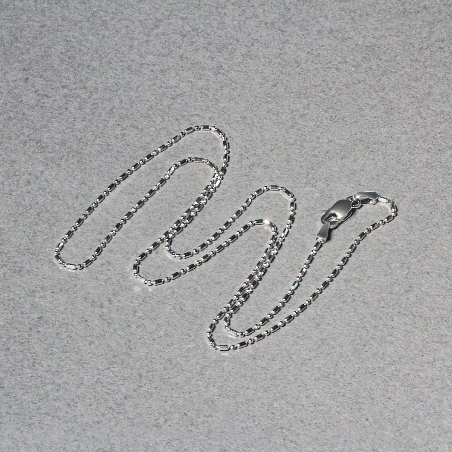 14k White Gold Diamond-Cut Bead Chain 1.0mm - Image 11