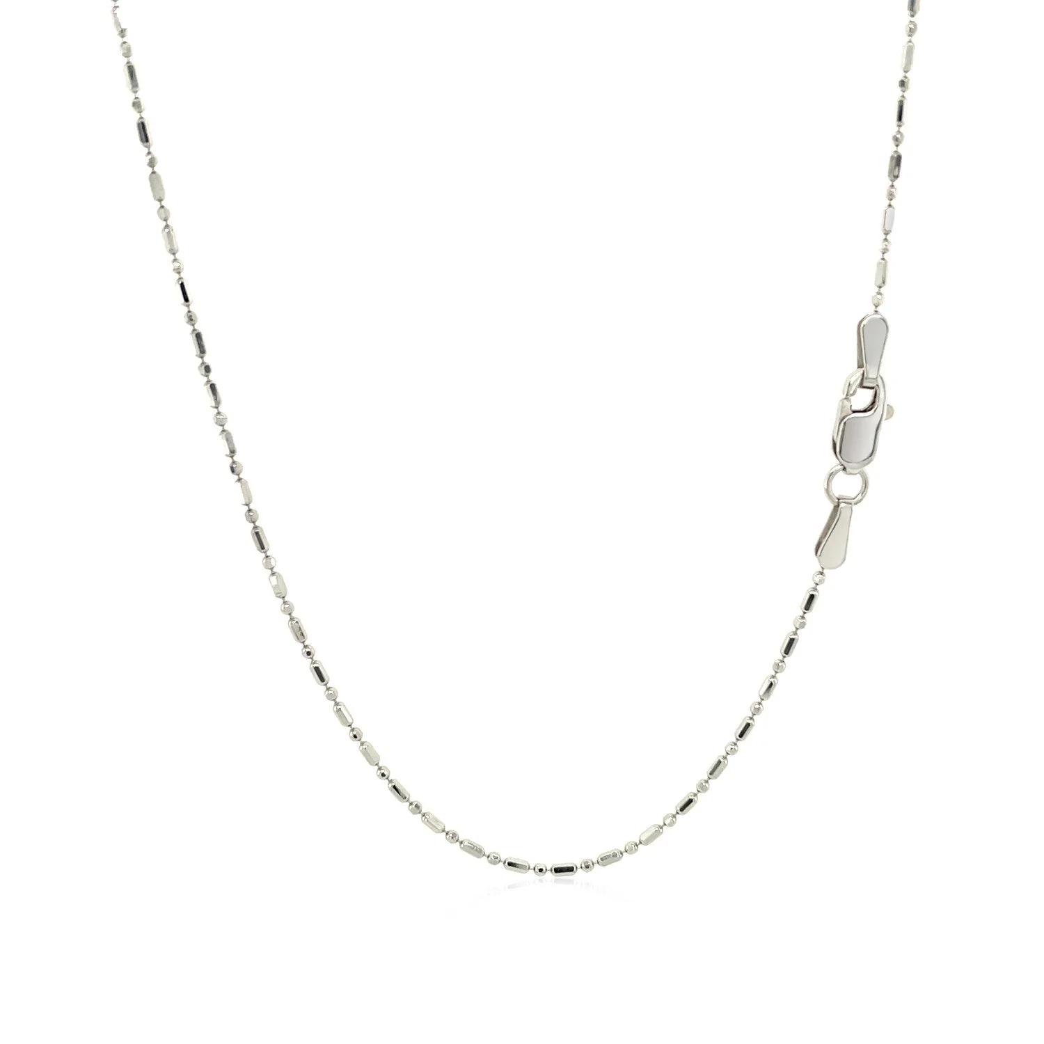 14k White Gold Diamond-Cut Bead Chain 1.0mm - Image 3