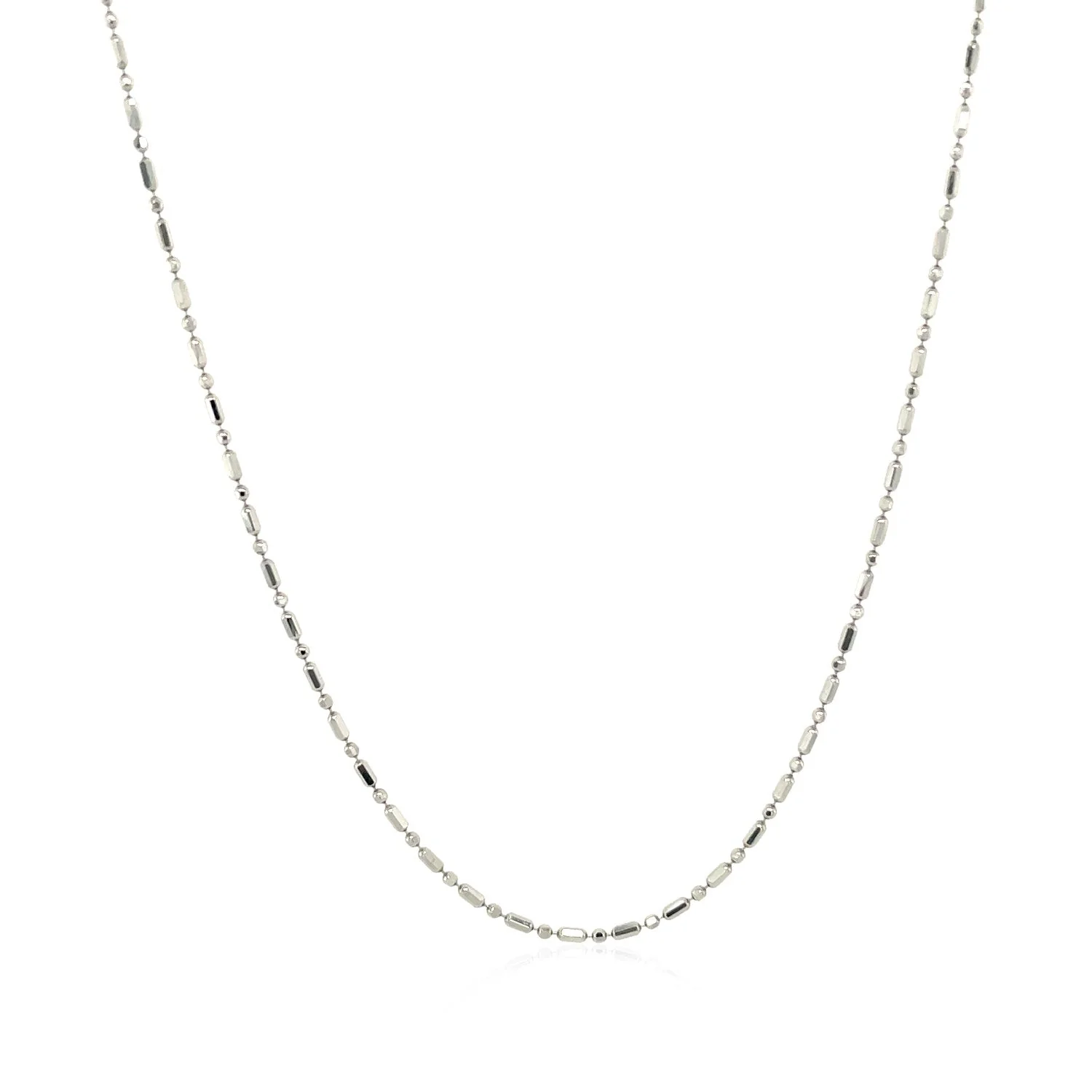 14k White Gold Diamond-Cut Bead Chain 1.0mm - Image 8