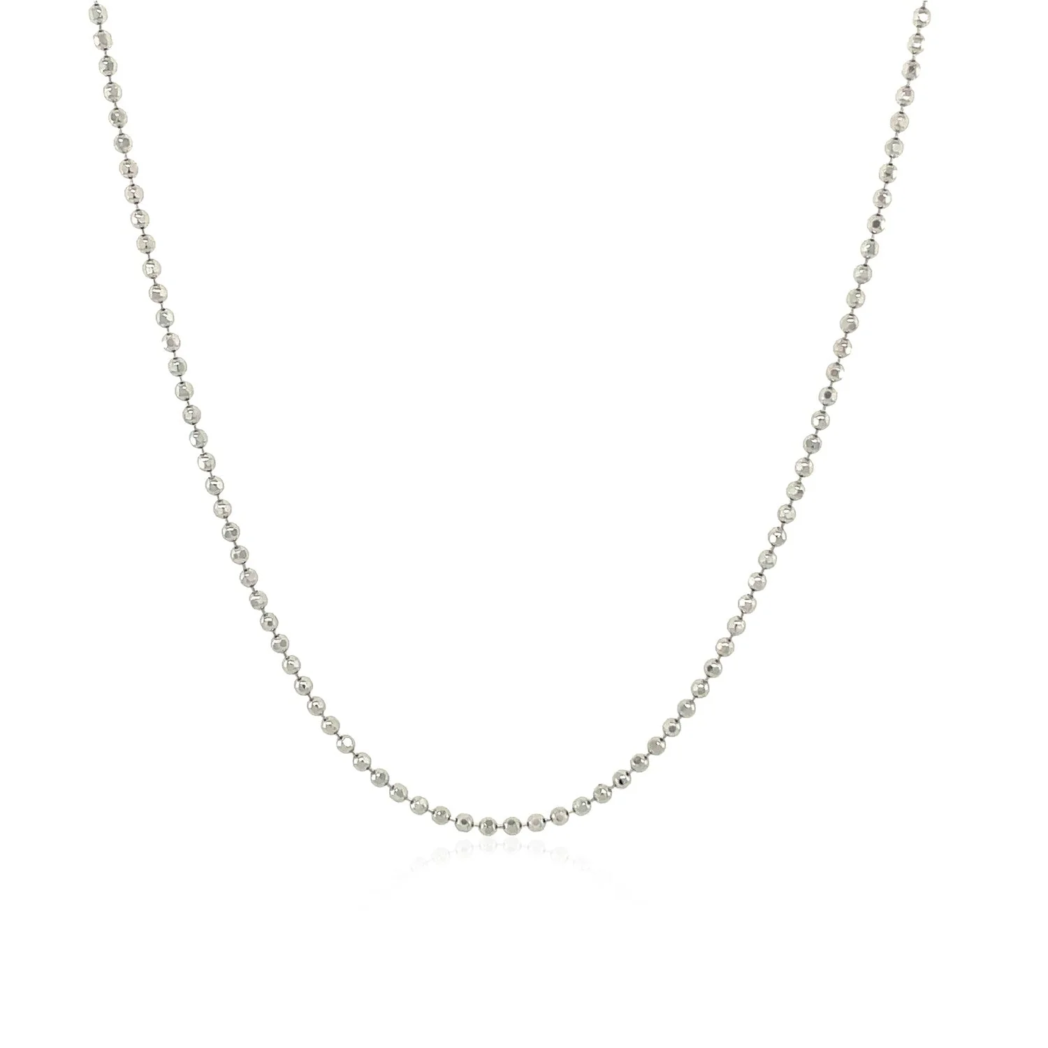 14k White Gold Diamond-Cut Bead Chain 1.2mm - Image 10