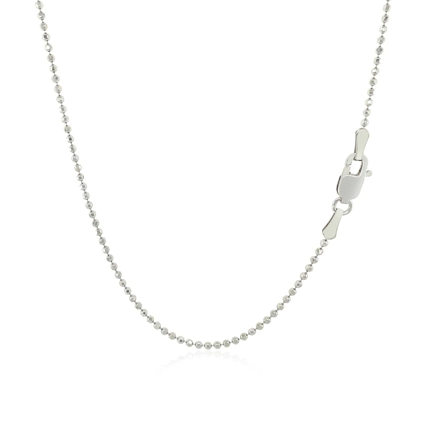 14k White Gold Diamond-Cut Bead Chain 1.2mm - Image 4