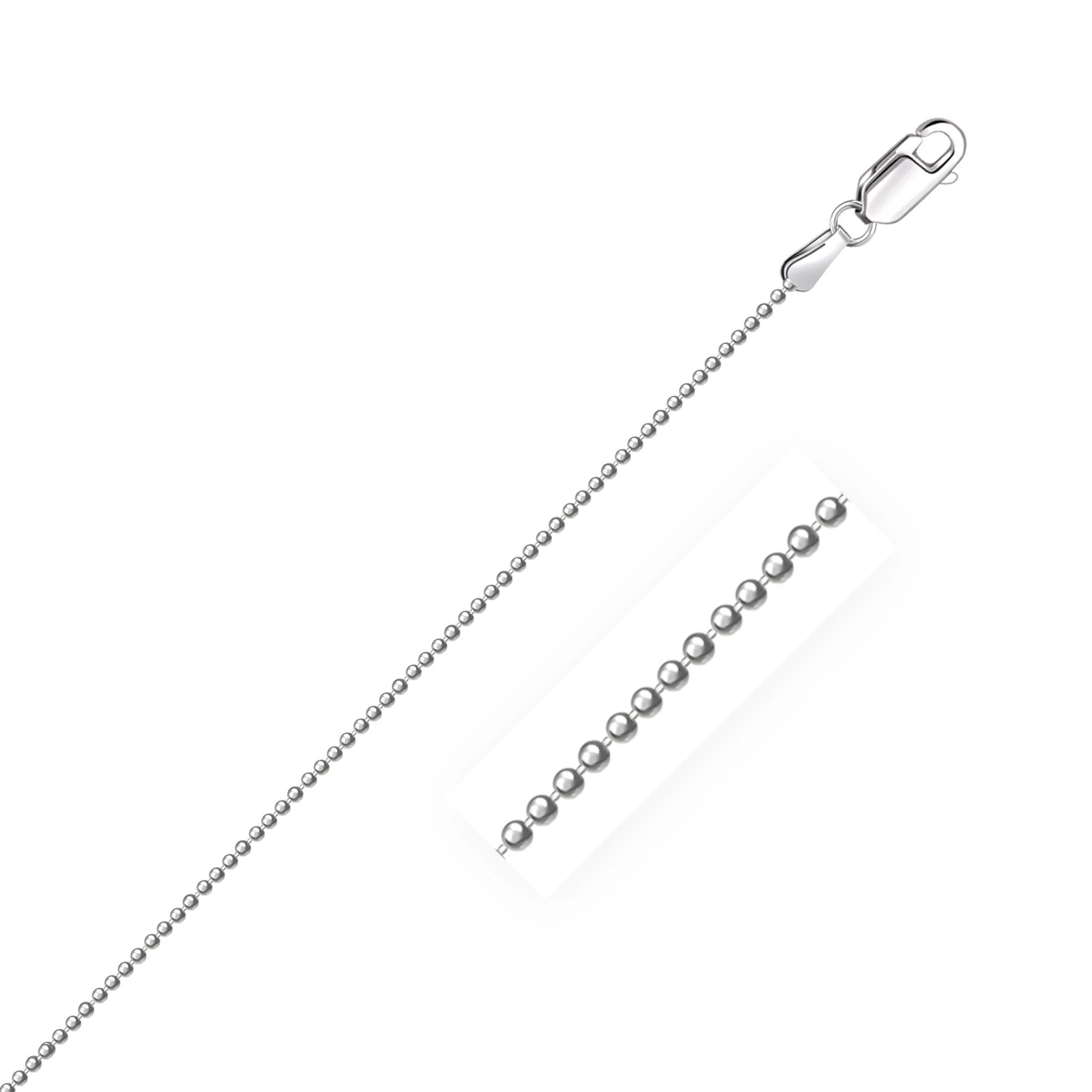 14k White Gold Diamond-Cut Bead Chain 1.2mm - Image 7
