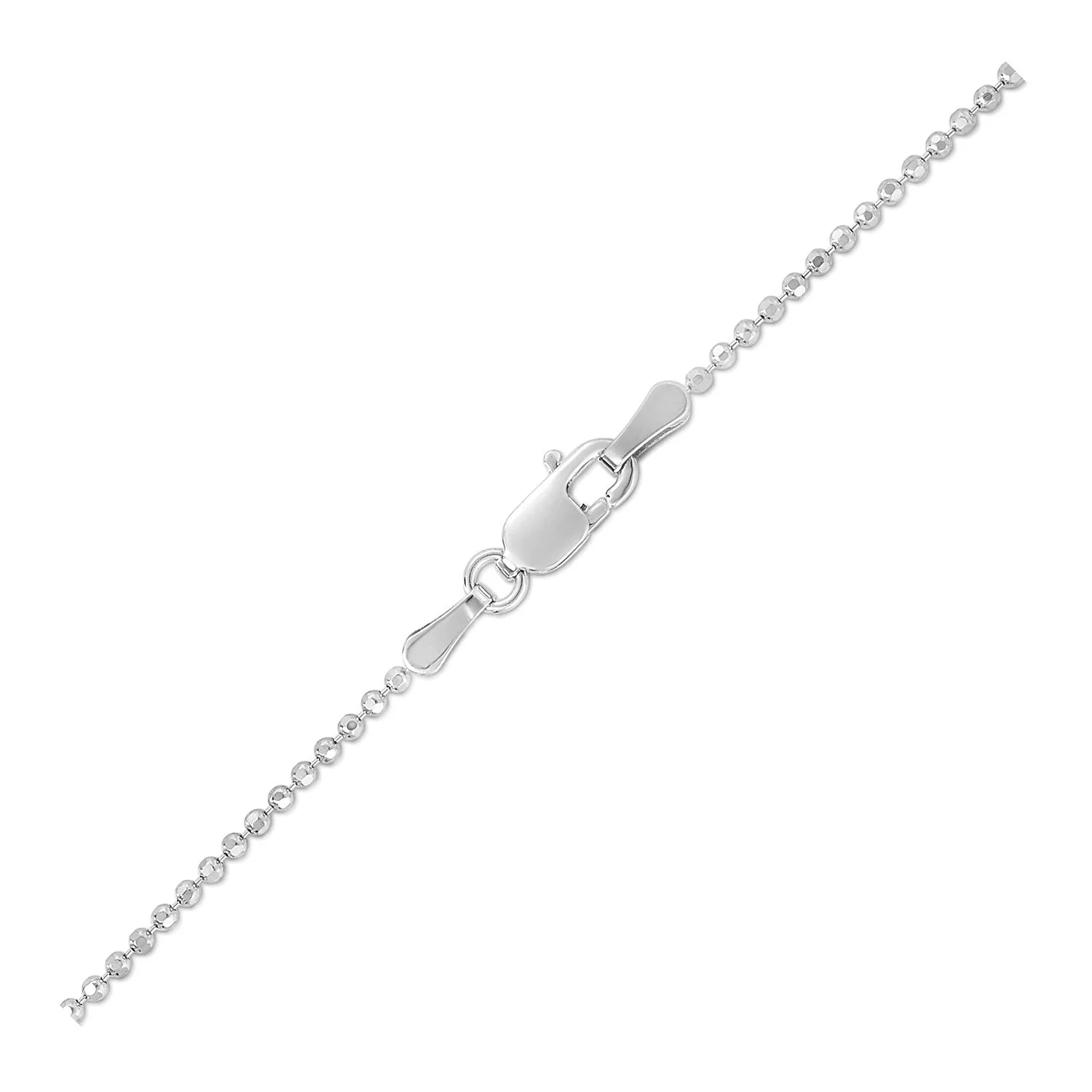 14k White Gold Diamond-Cut Bead Chain 1.2mm - Image 9