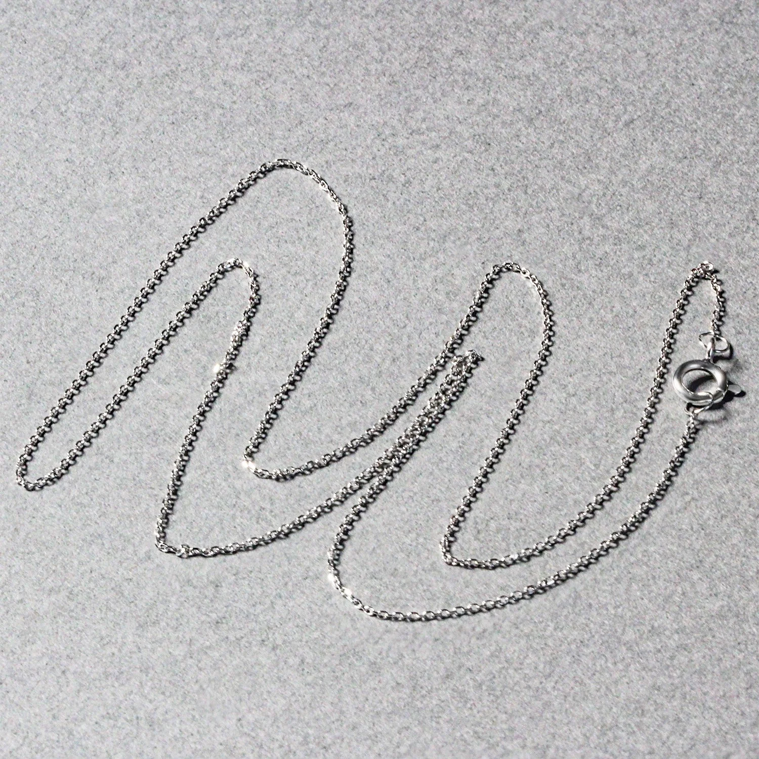 14k White Gold Diamond Cut Cable Link Chain 0.7mm - Image 12