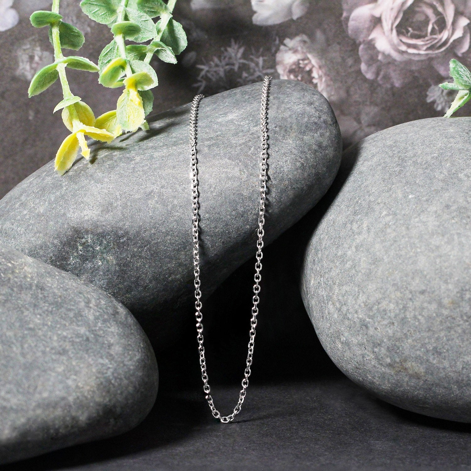 14k White Gold Diamond Cut Cable Link Chain 1.5mm - Image 11