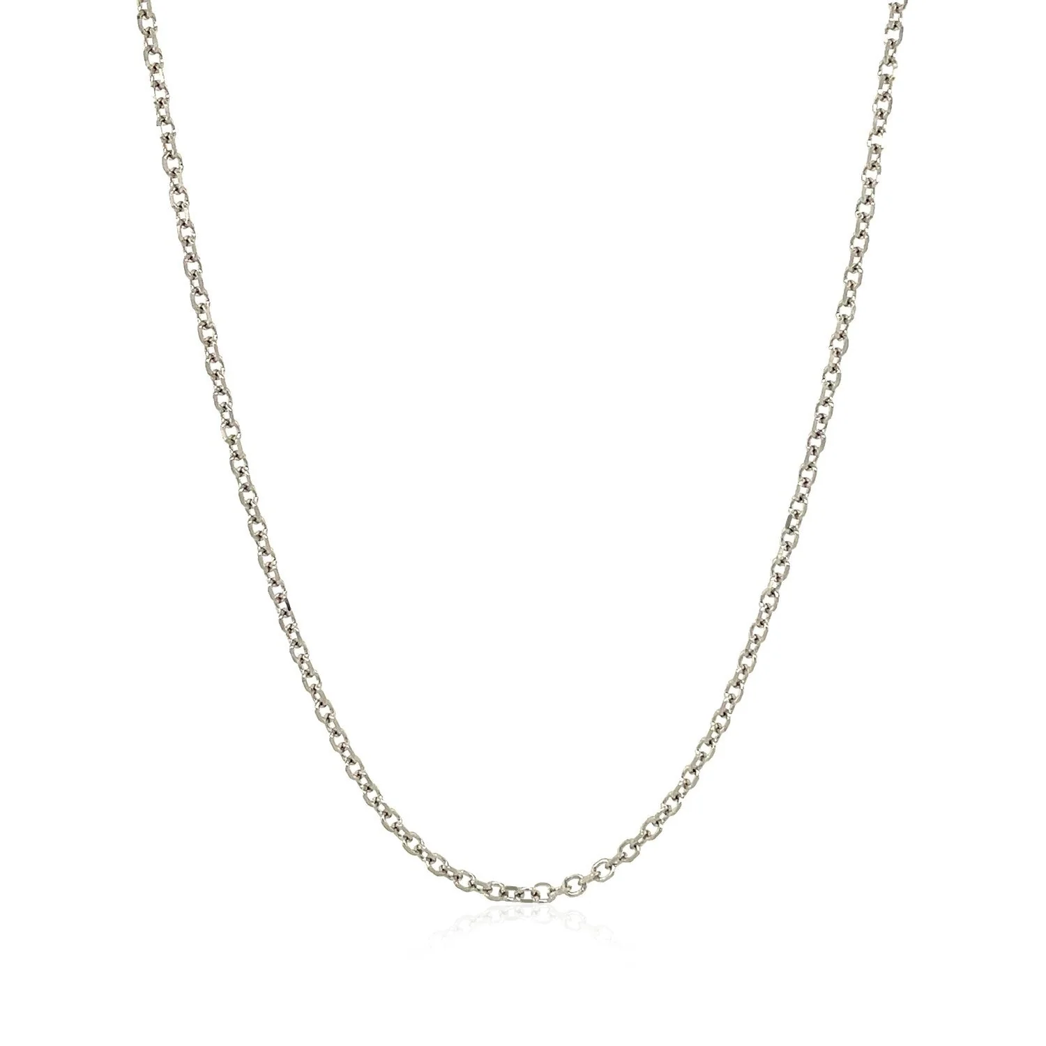 14k White Gold Diamond Cut Cable Link Chain 1.5mm - Image 2