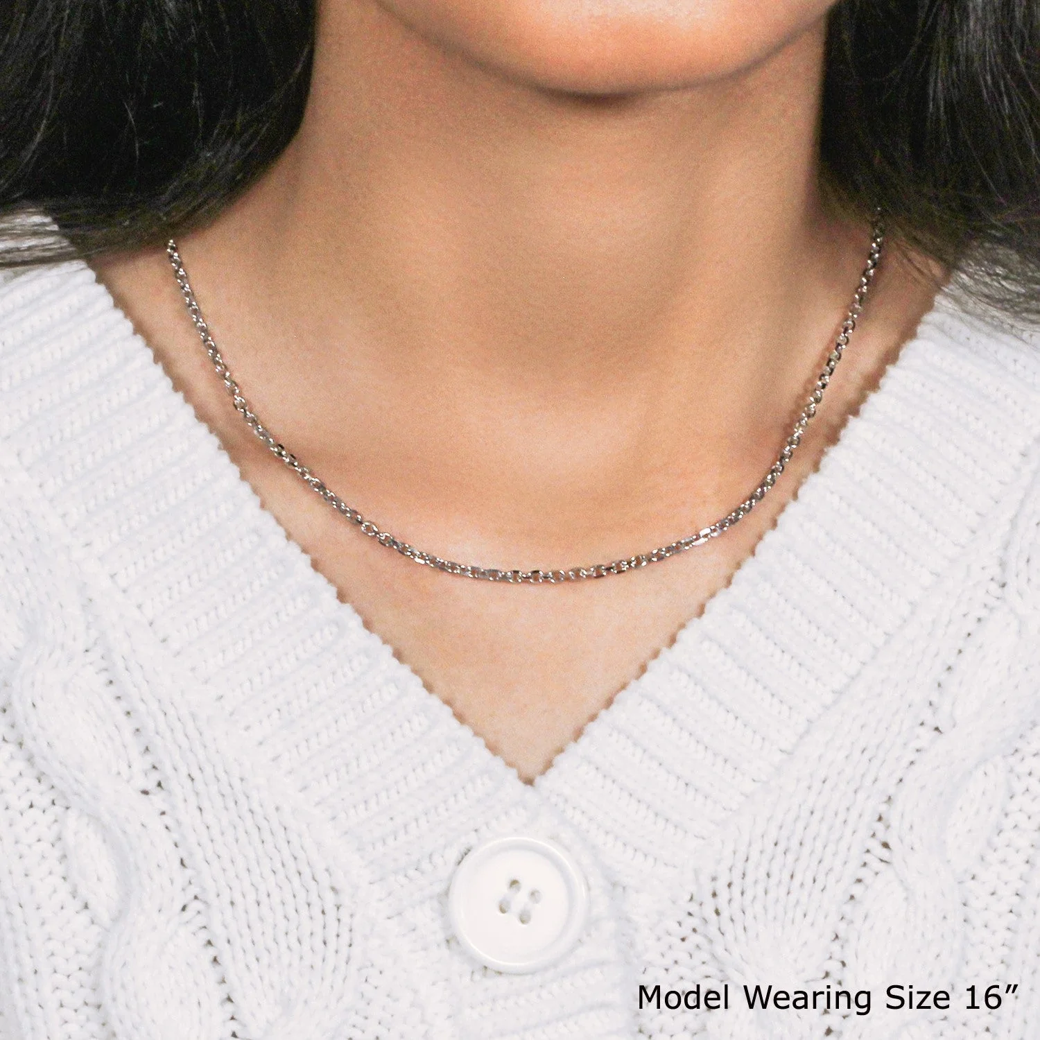 14k White Gold Diamond Cut Cable Link Chain (2.60 mm) - Image 12