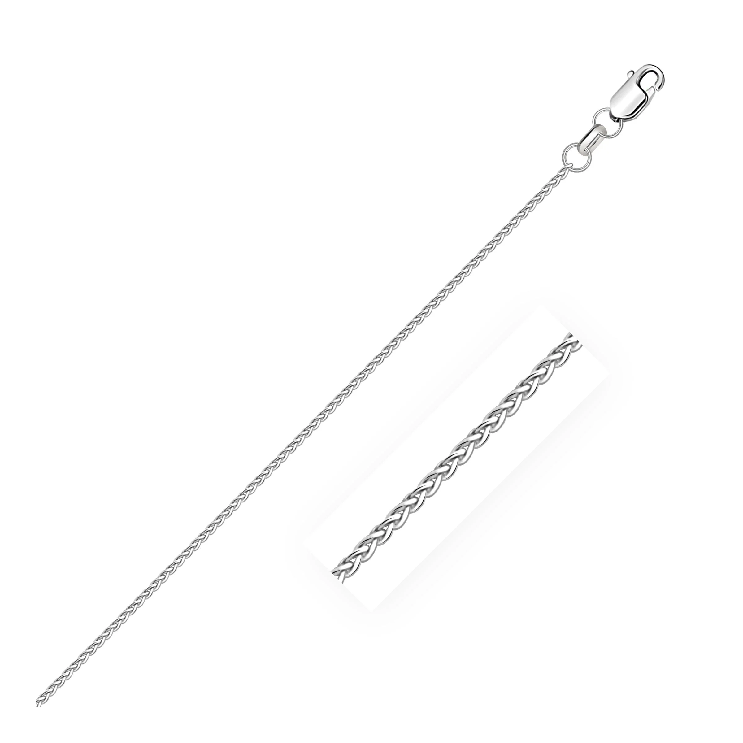 14k White Gold Diamond Cut Round Wheat Chain 1.2mm - Image 6