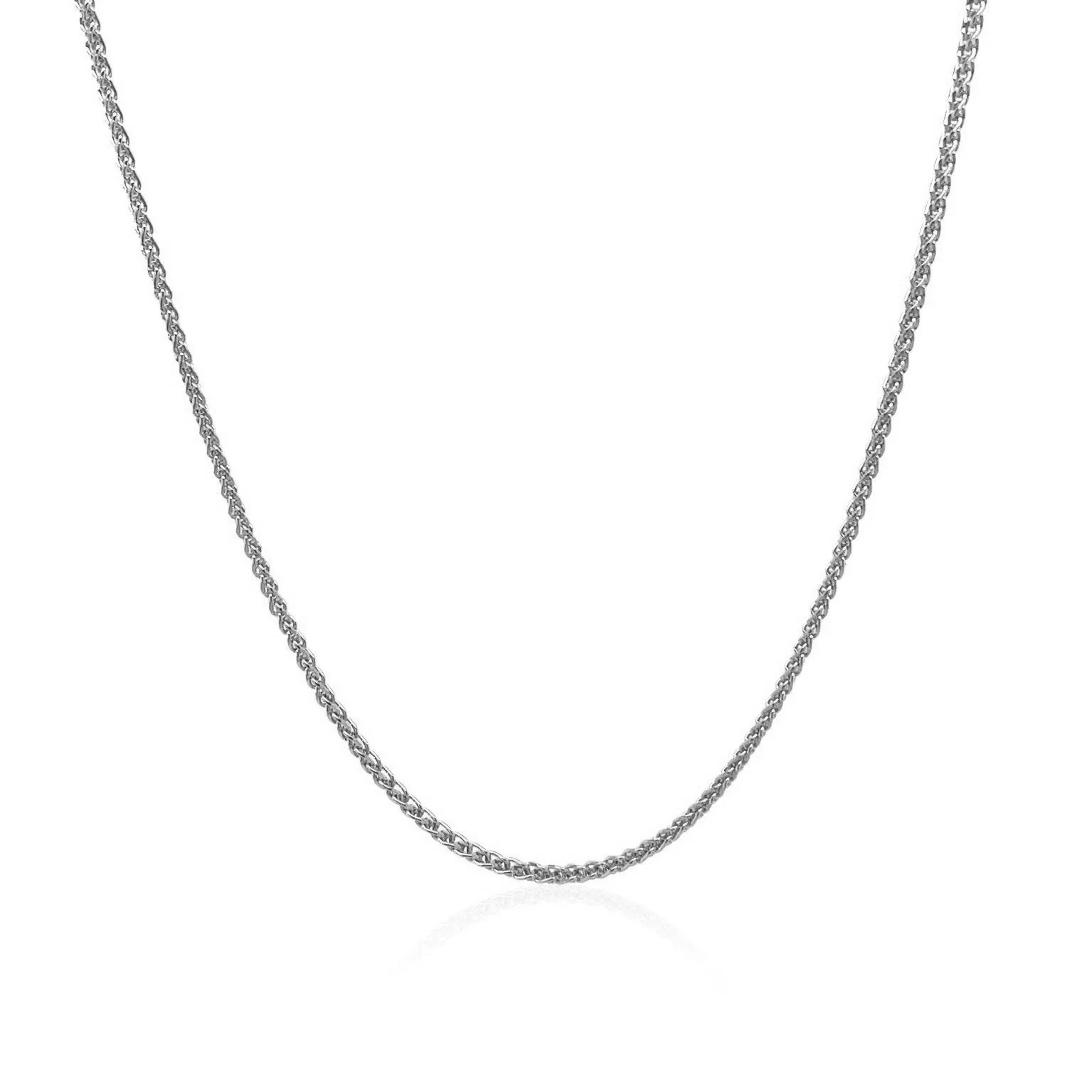 14k White Gold Diamond Cut Round Wheat Chain 1.2mm - Image 8