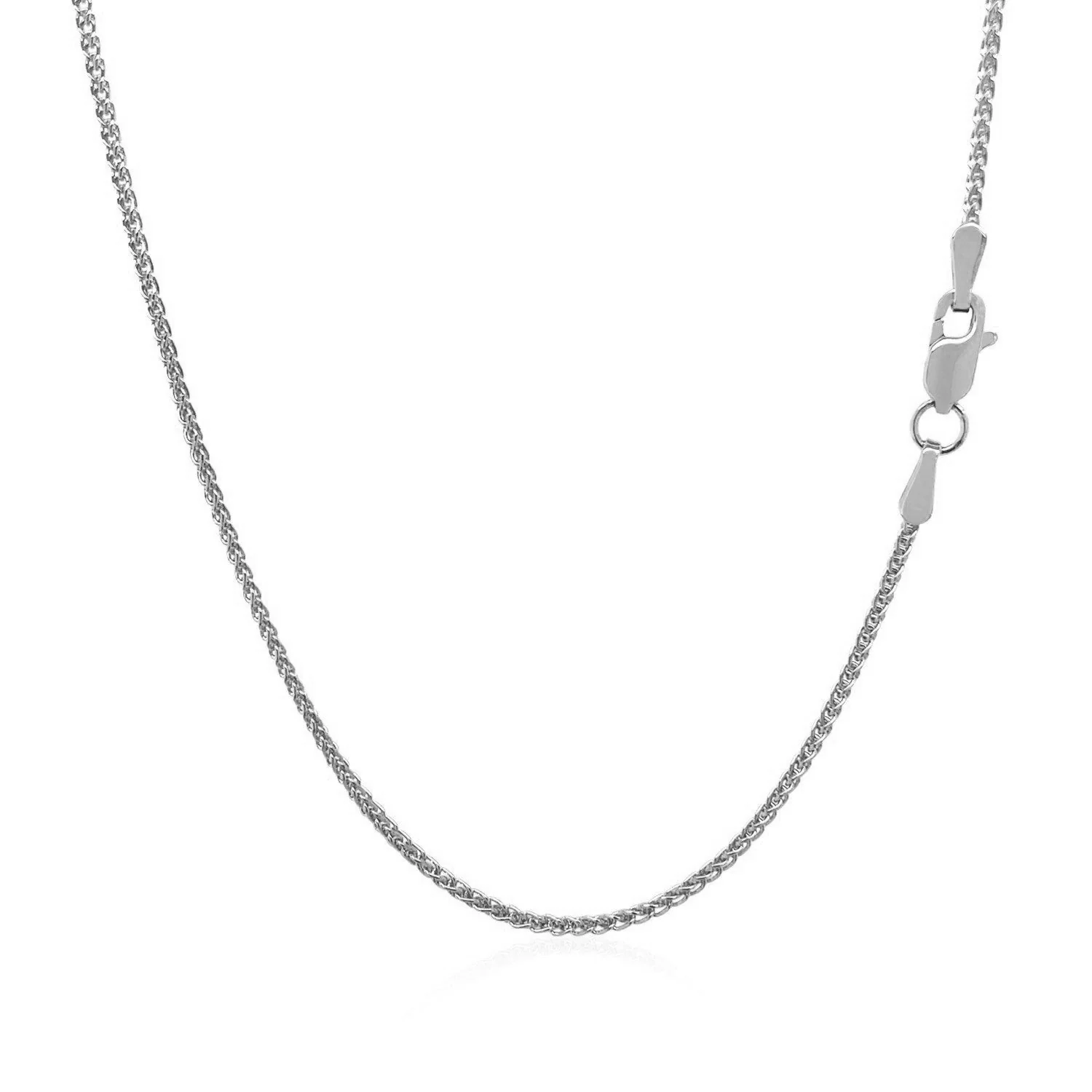14k White Gold Diamond Cut Round Wheat Chain 1.2mm - Image 9