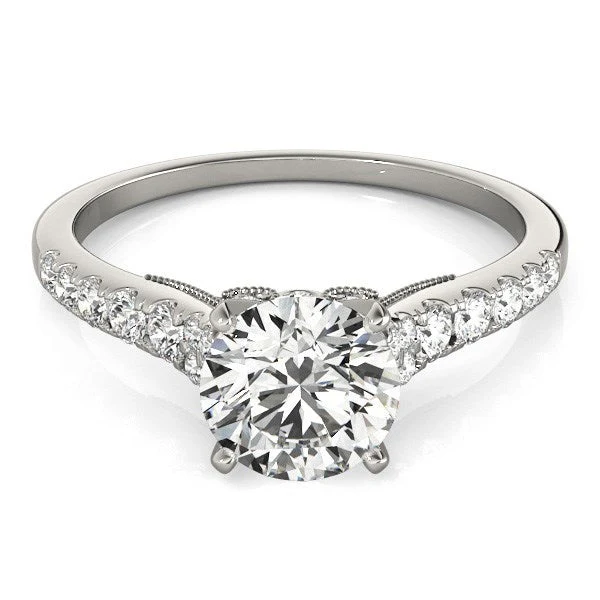 14k White Gold Diamond Engagement Ring With Single Row Band (1 3/4 cttw) - Image 2