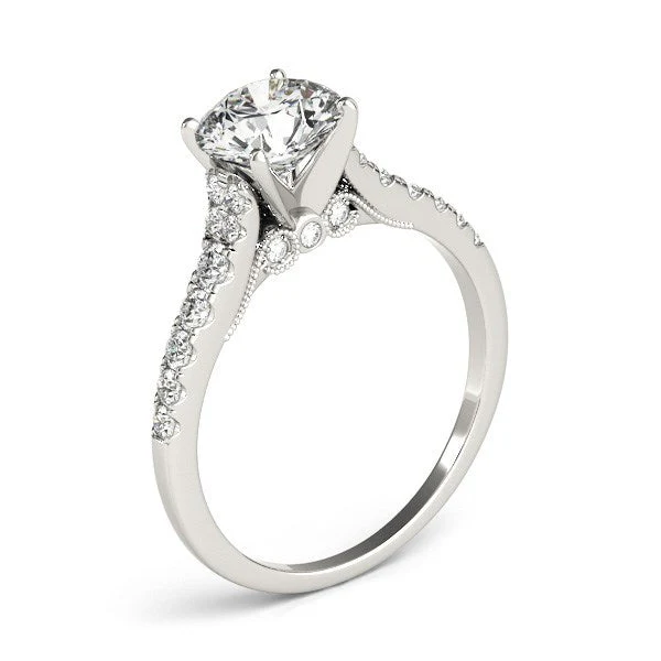 14k White Gold Diamond Engagement Ring With Single Row Band (1 3/4 cttw) - Image 3