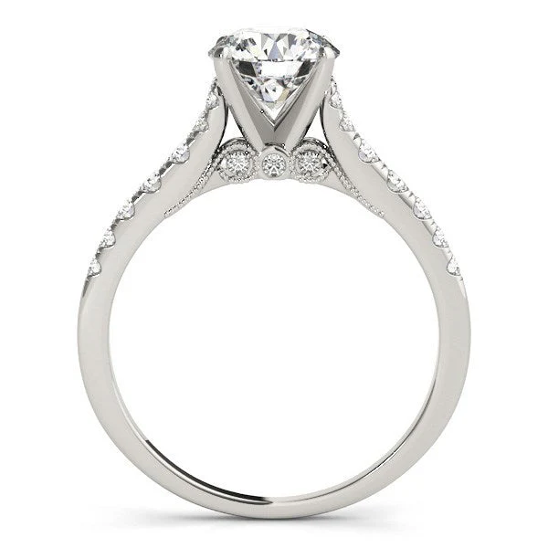 14k White Gold Diamond Engagement Ring With Single Row Band (1 3/4 cttw) - Image 4