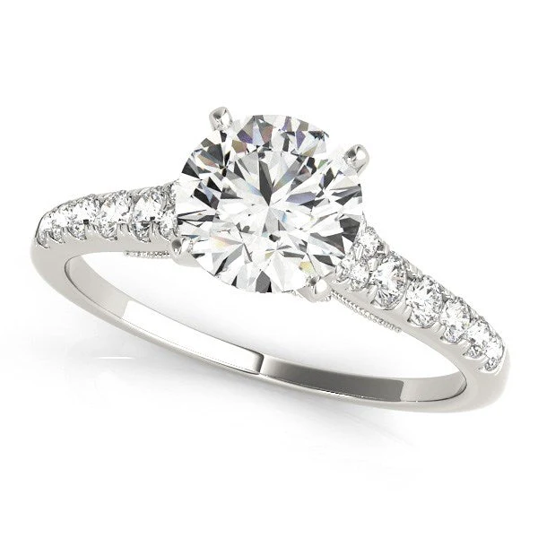 14k White Gold Diamond Engagement Ring With Single Row Band (1 3/4 cttw) - Image 5