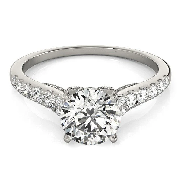 14k White Gold Diamond Engagement Ring With Single Row Band (1 3/4 cttw) - Image 6