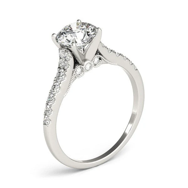 14k White Gold Diamond Engagement Ring With Single Row Band (1 3/4 cttw) - Image 7