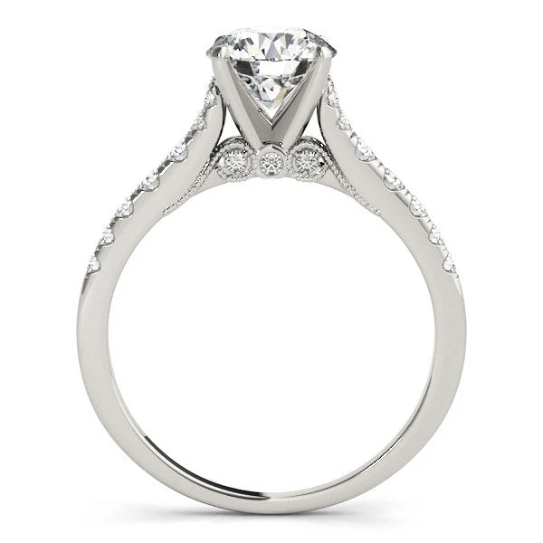 14k White Gold Diamond Engagement Ring With Single Row Band (1 3/4 cttw) - Image 8