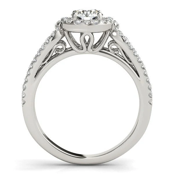 14k White Gold Diamond Engagement Ring with Teardrop Split Shank (7/8 cttw) - Image 2