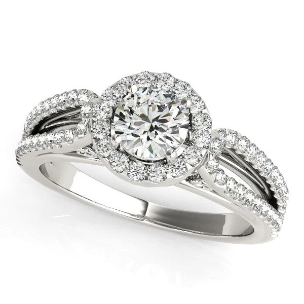14k White Gold Diamond Engagement Ring with Teardrop Split Shank (7/8 cttw) - Image 3