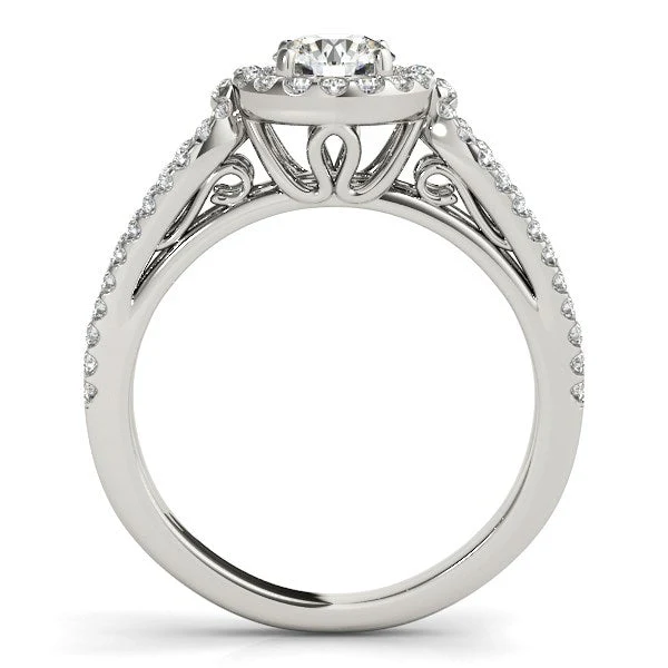 14k White Gold Diamond Engagement Ring with Teardrop Split Shank (7/8 cttw) - Image 4