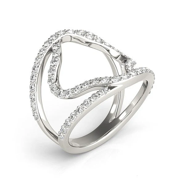 14k White Gold Diamond Flower Style Dual Band Ring (5/8 cttw) - Image 7