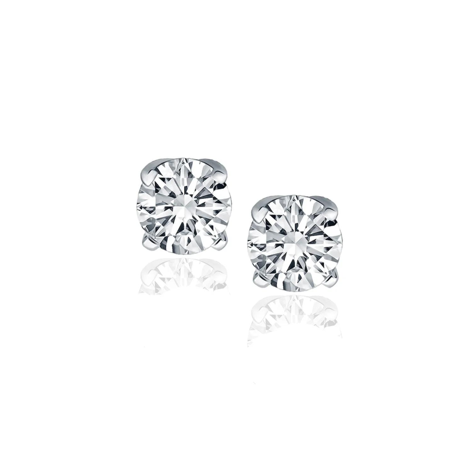 14k White Gold Diamond Four Prong Stud Earrings (1 cttw) - Image 3