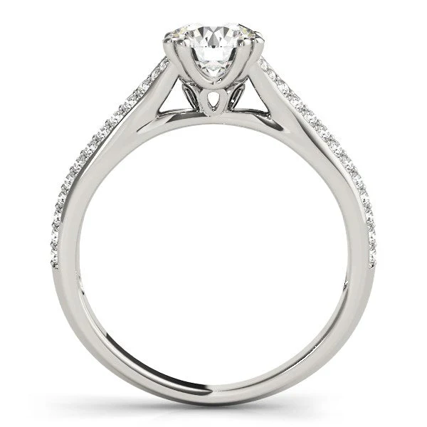 14k White Gold Double Prong Multirow Band Diamond Engagement Ring (1 1/8 cttw) - Image 4