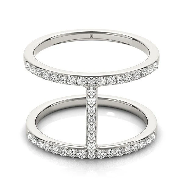 14k White Gold Dual Band Bridge Style Diamond Ring (3/8 cttw) - Image 2