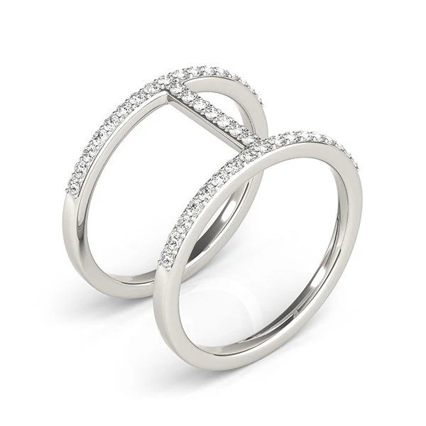 14k White Gold Dual Band Bridge Style Diamond Ring (3/8 cttw) - Image 3