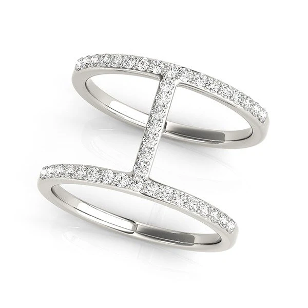 14k White Gold Dual Band Bridge Style Diamond Ring (3/8 cttw) - Image 5