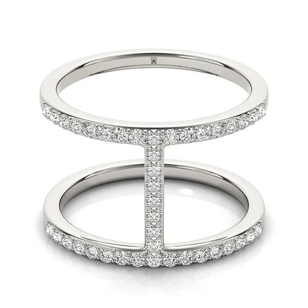 14k White Gold Dual Band Bridge Style Diamond Ring (3/8 cttw) - Image 6
