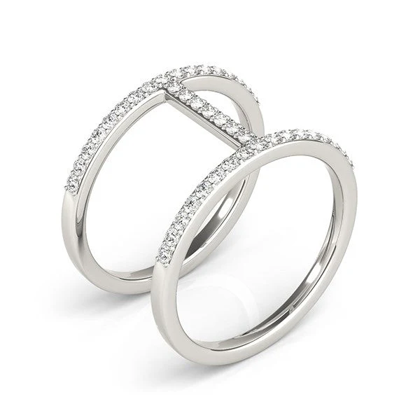 14k White Gold Dual Band Bridge Style Diamond Ring (3/8 cttw) - Image 7