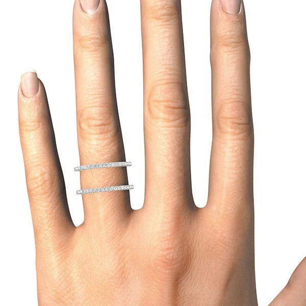 14k White Gold Dual Band Design Ring with Diamonds (1/3 cttw) - Image 8