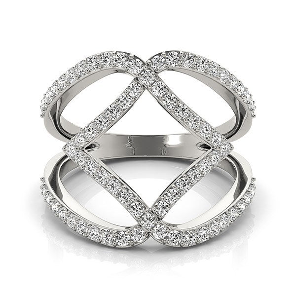 14k White Gold Entwined Design Diamond Dual Band Ring (3/4 cttw) - Image 2