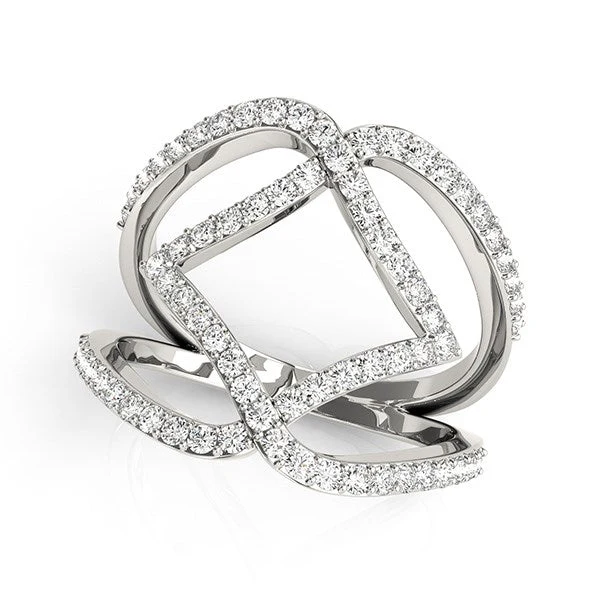 14k White Gold Entwined Design Diamond Dual Band Ring (3/4 cttw) - Image 5