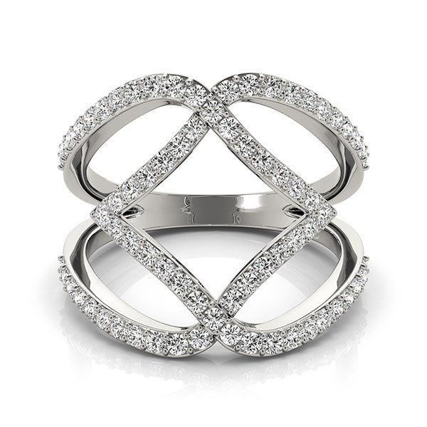 14k White Gold Entwined Design Diamond Dual Band Ring (3/4 cttw) - Image 6