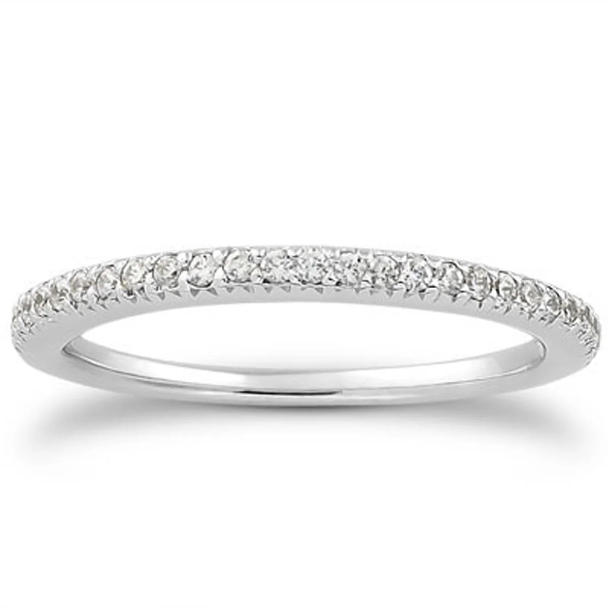 14k White Gold Fancy Engraved Pave Diamond Wedding Ring Band - Image 3