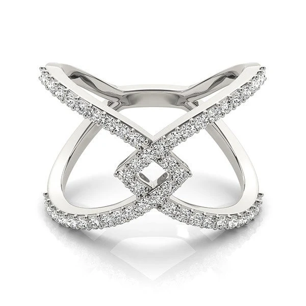 14k White Gold Fancy Entwined Design Diamond Ring (1/2 cttw) - Image 2
