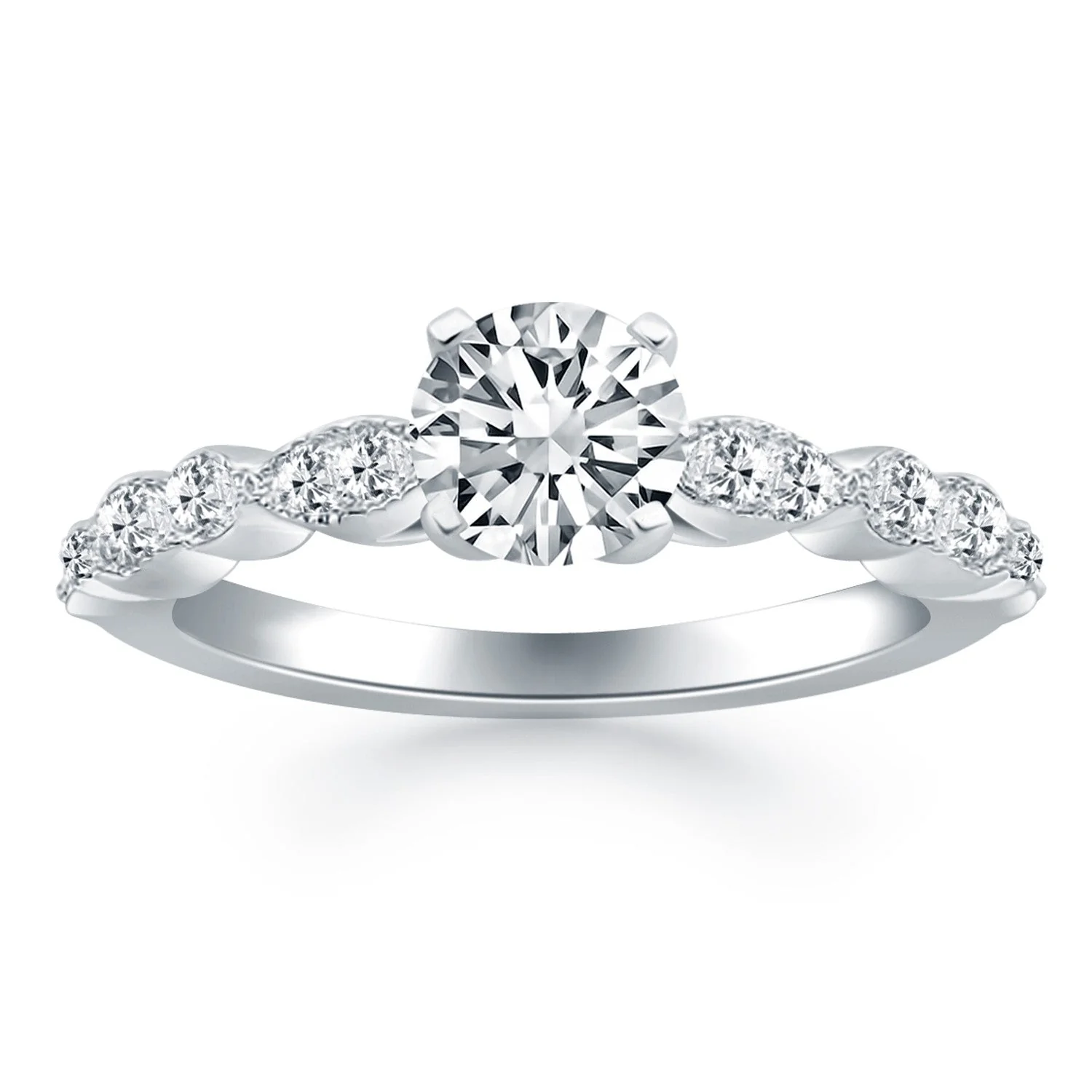 14k White Gold Fancy Shaped Diamond Engagement Ring - Image 4
