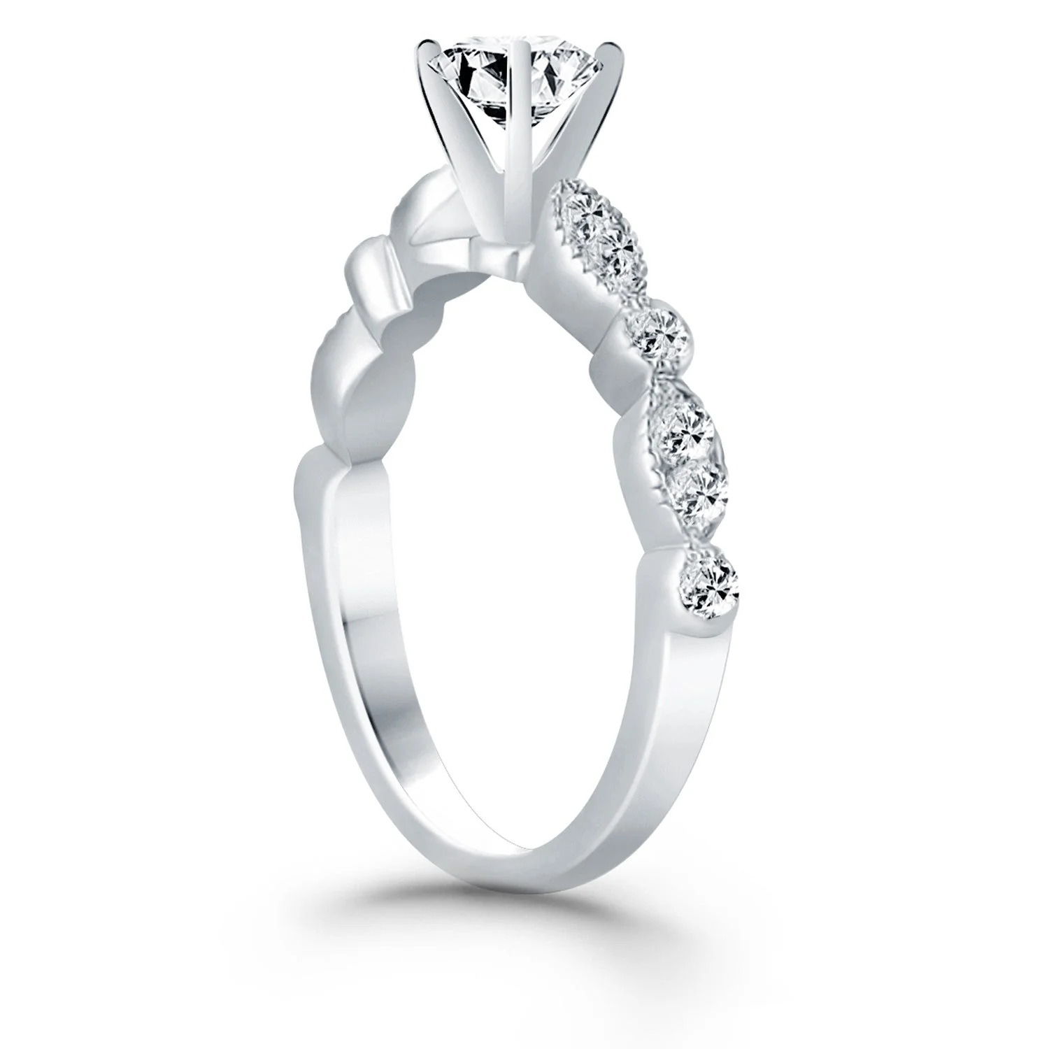 14k White Gold Fancy Shaped Diamond Engagement Ring - Image 6