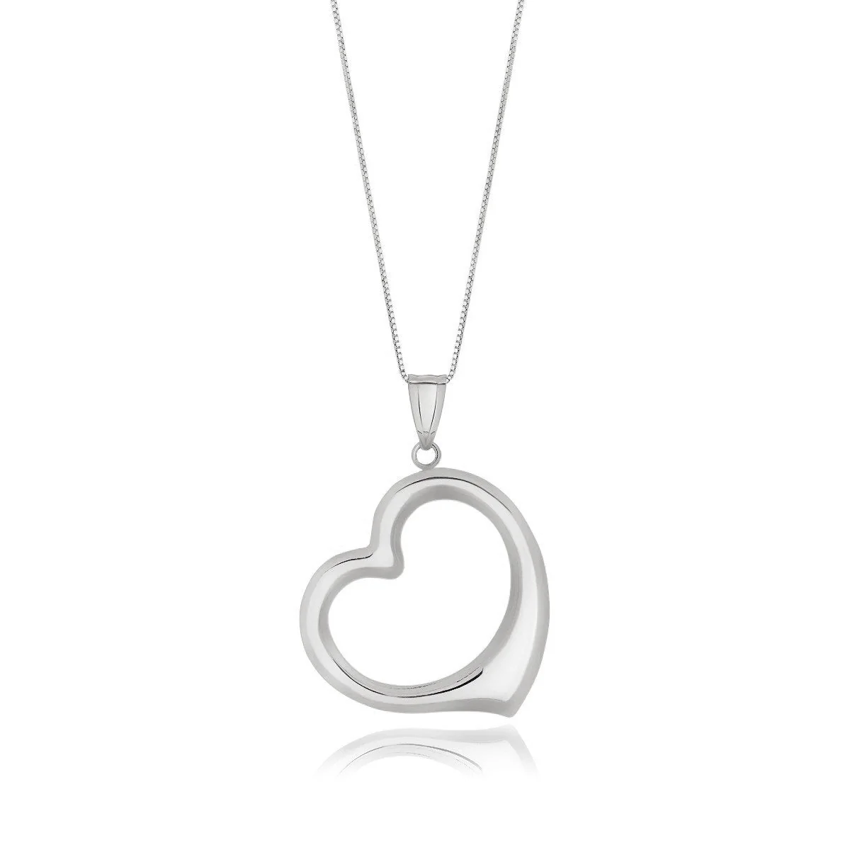 14k White Gold Floating Heart Drop Pendant - Image 2