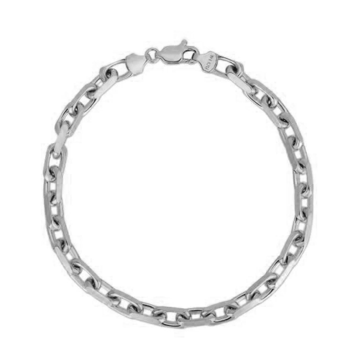 14k White Gold French Cable Chain Bracelet (4.80 mm) - Image 2