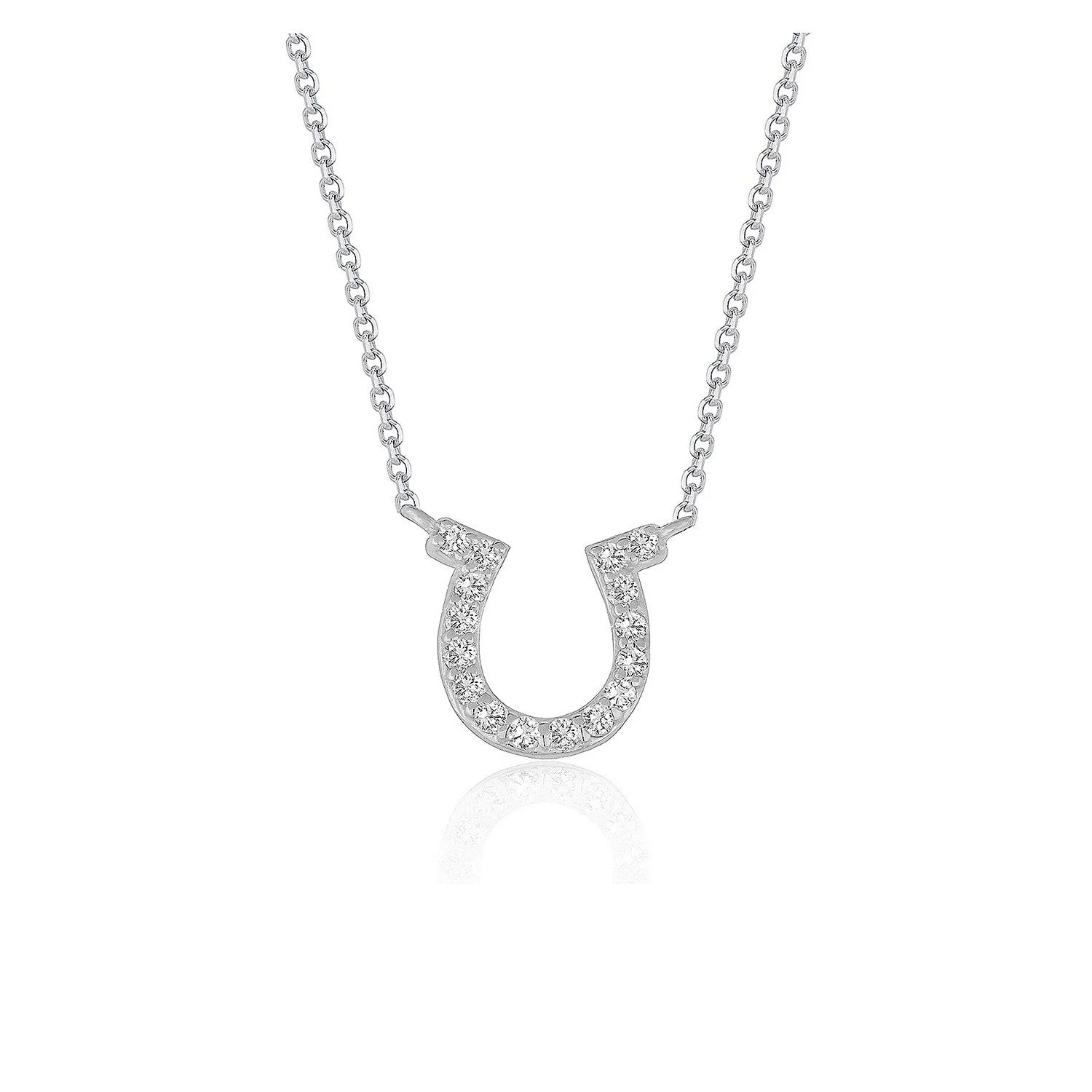14k White Gold Horseshoe Design Diamond Pendant - Image 4
