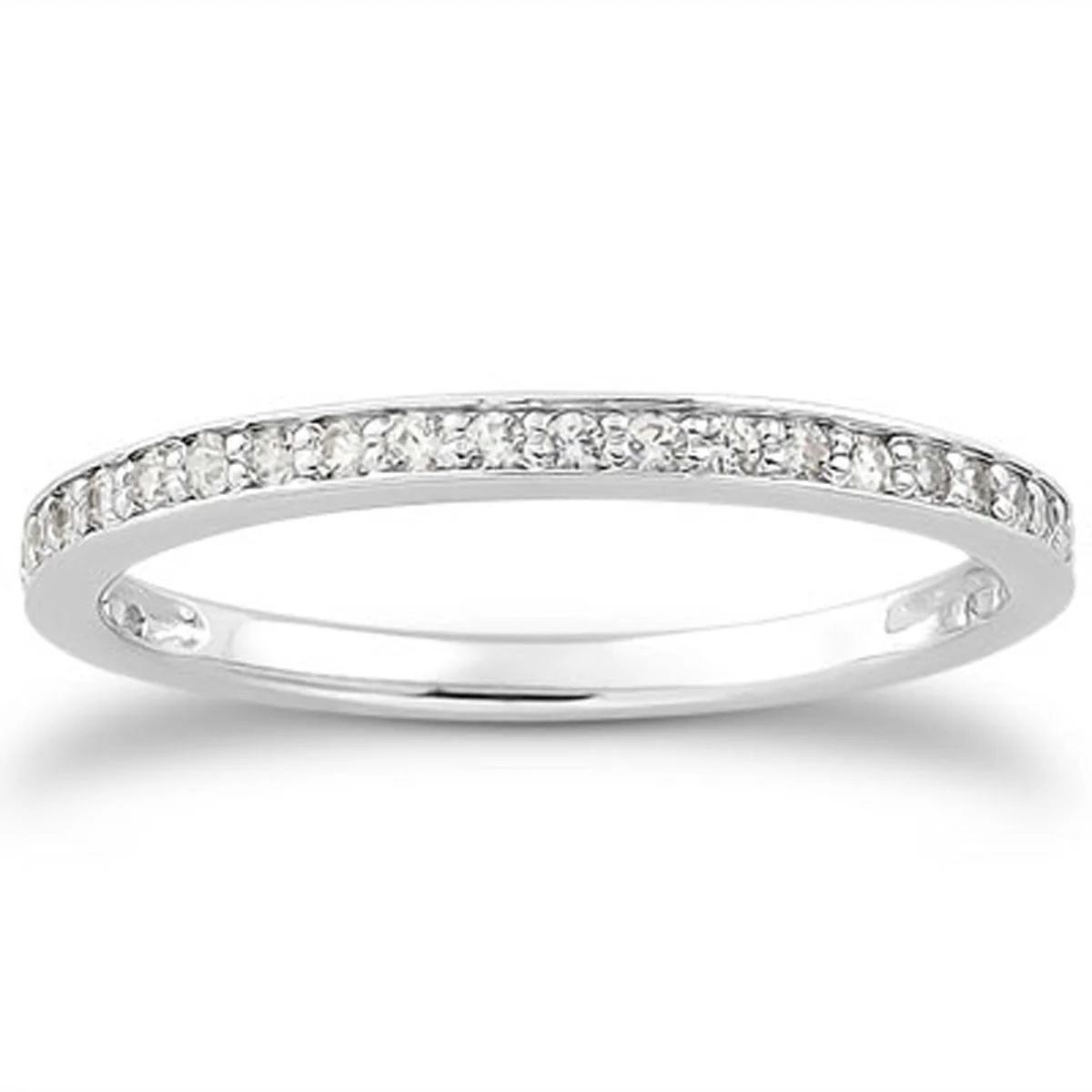 14k White Gold Micro-pave Diamond Wedding Ring Band Set 3/4 Around - Image 3