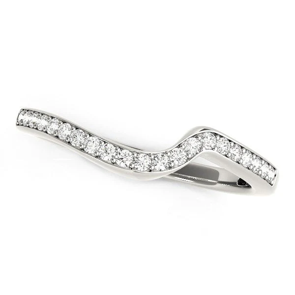 14k White Gold Modern Curved Wedding Ring (1/5 cttw) - Image 2