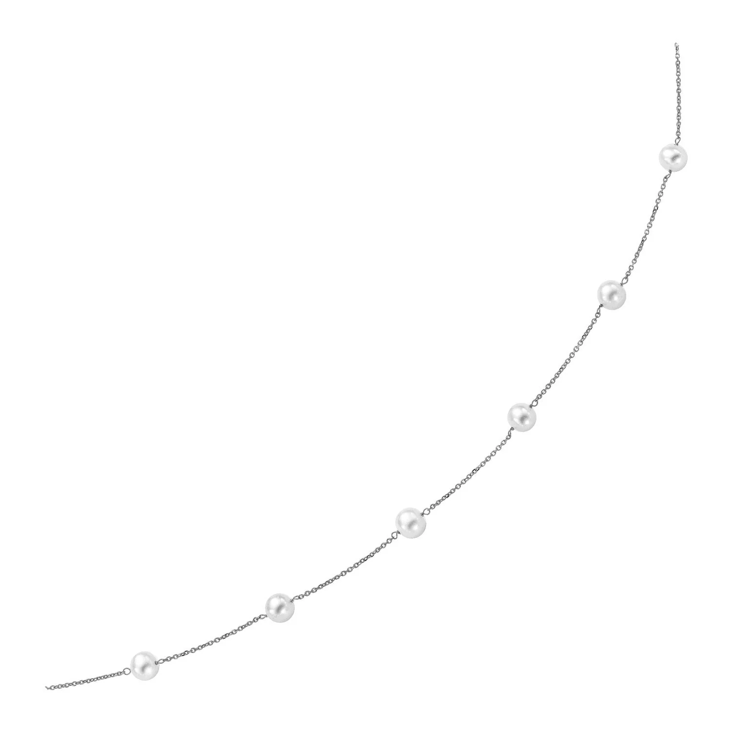 14k White Gold Necklace with White Pearls - Image 7